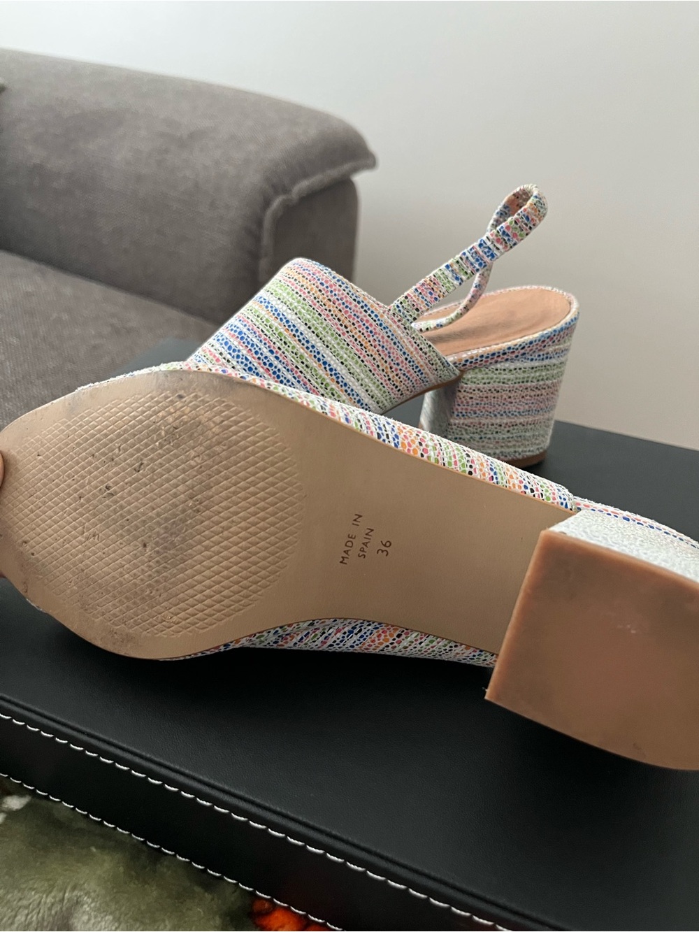 Multicolor Striped Open-Toe Slingback Mules - Picture 4 of 4